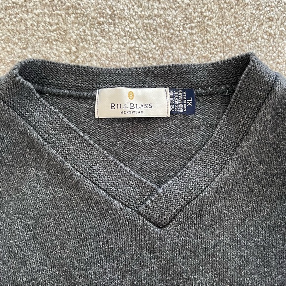 Bill Blass Cotton Charcoal Knit Sweater w Beige Diamond stripe all around XL - Picture 3 of 8